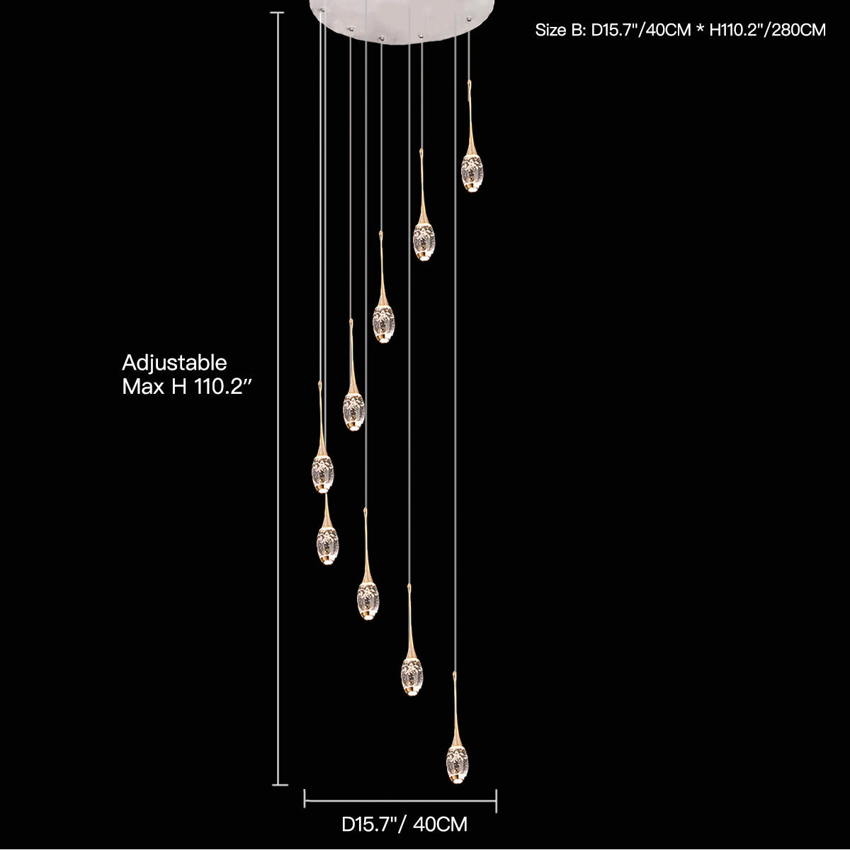Modern Luxury Villa Loft Apartment Rotating Staircase Long Pendant --size| Feyran