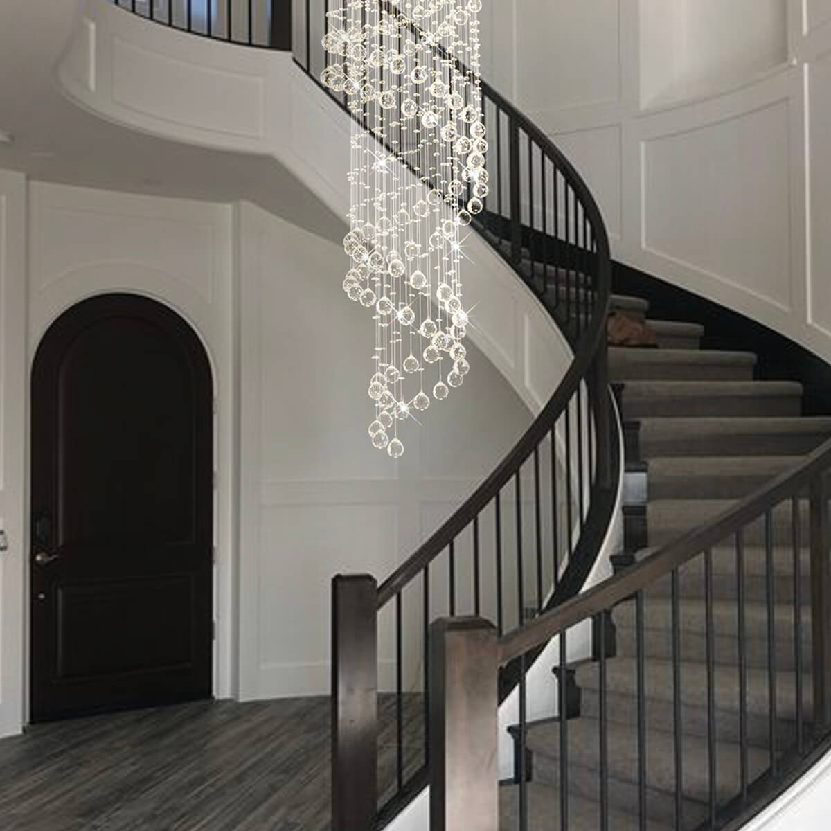 Modern-Spiral-Raindrop-Chandelier-Staircase1 | Feyran