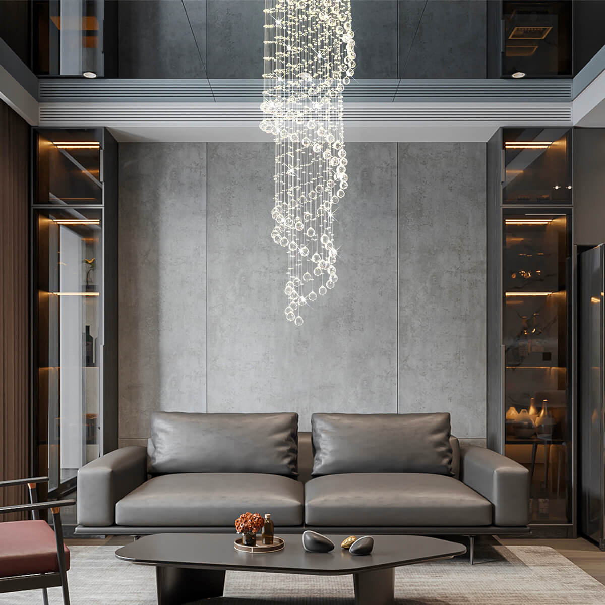 Modern-Spiral-Raindrop-Chandelier-living room | Feyran