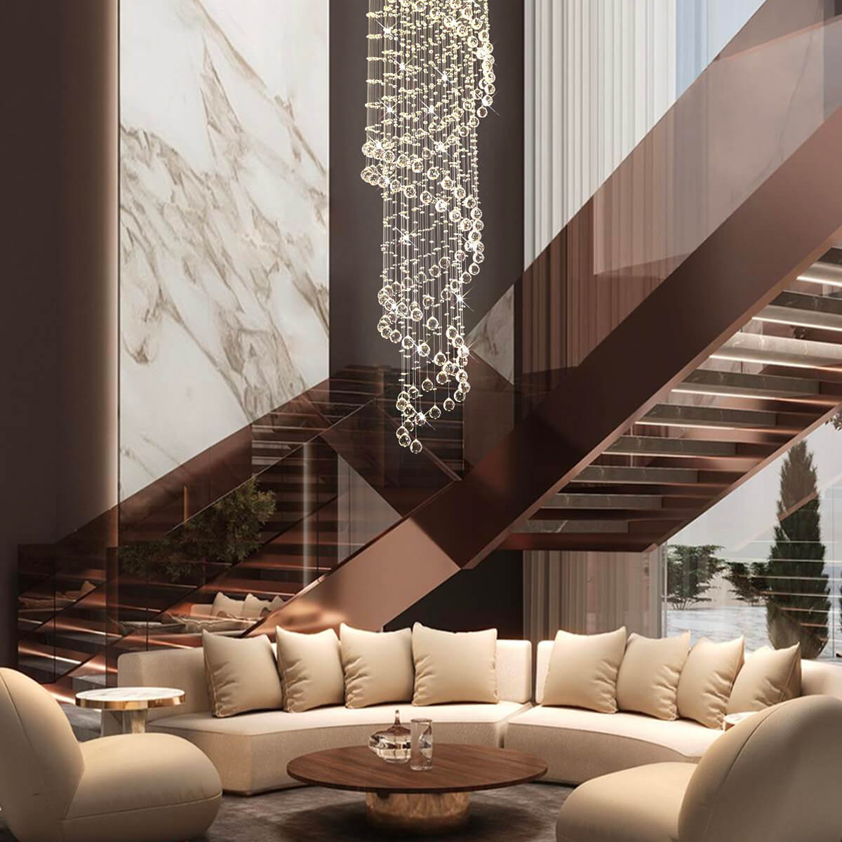 Modern-Spiral-Raindrop-Chandelier-living room1 | Feyran