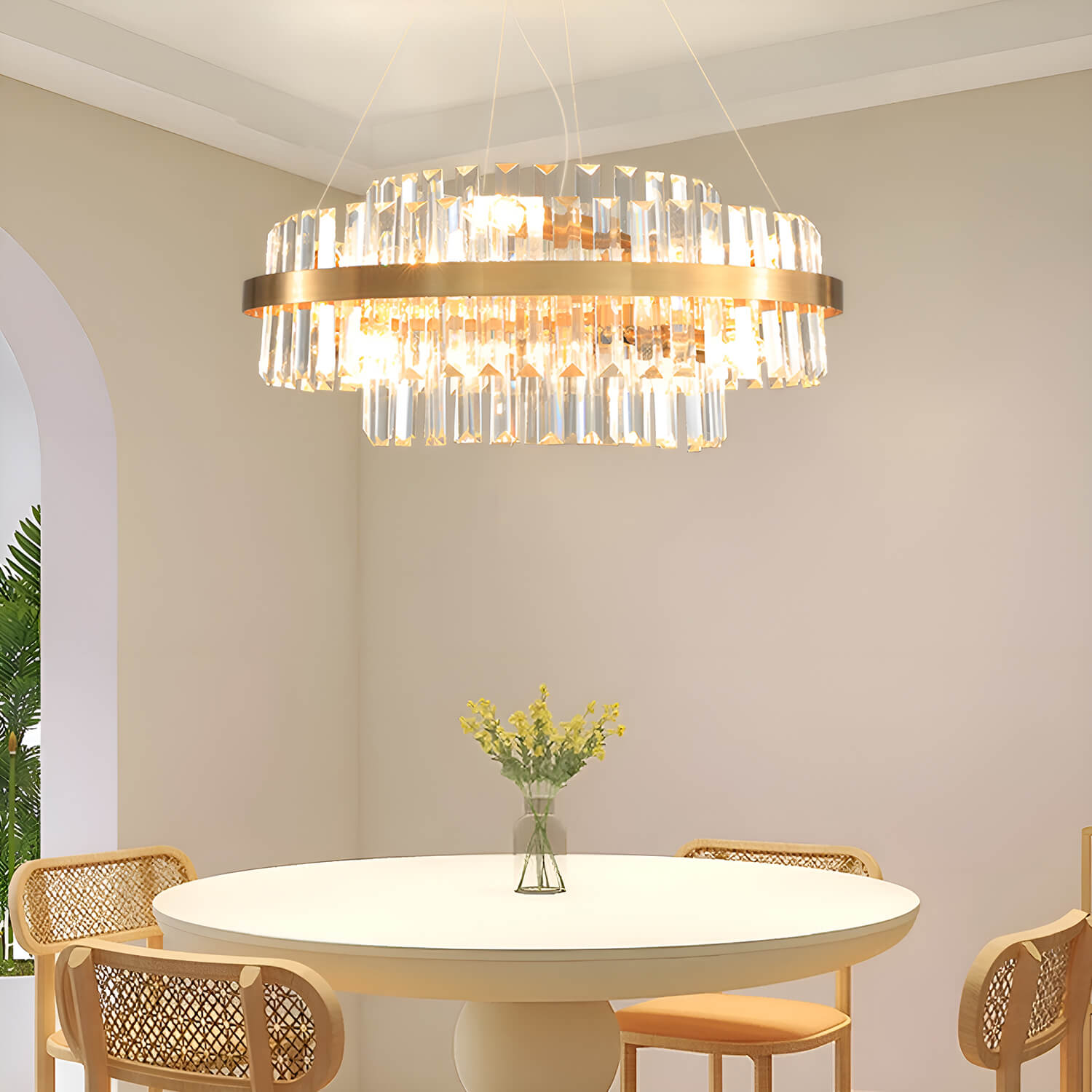 Golden Modern Light Luxury Crystal Chandelier-diningroom 1 |Feyran