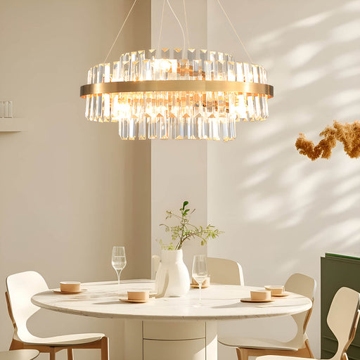 Golden Modern Light Luxury Crystal Chandelier-diningroom |Feyran