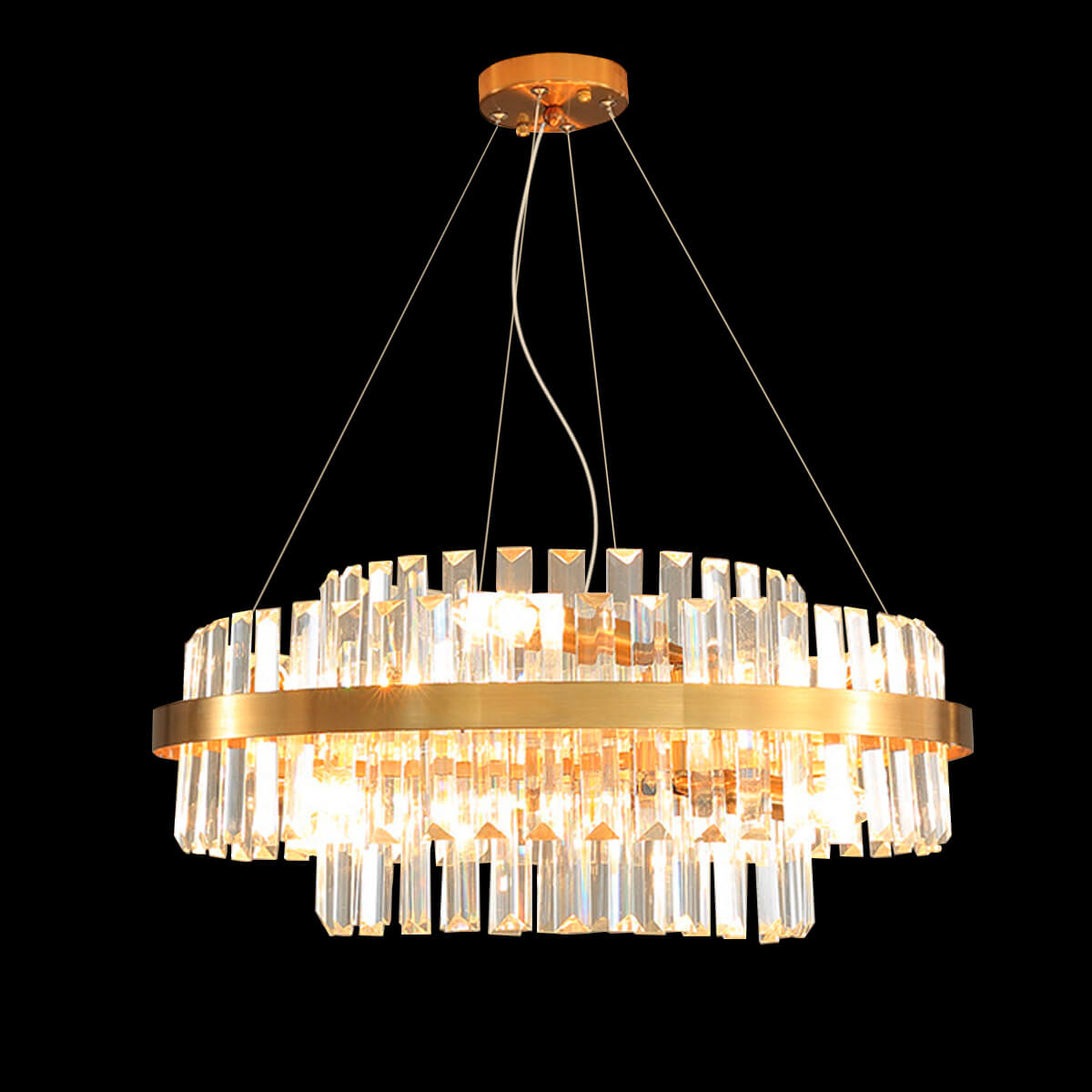 Modern-light-luxury-crystal-chandelier-front-view-black | Feyran