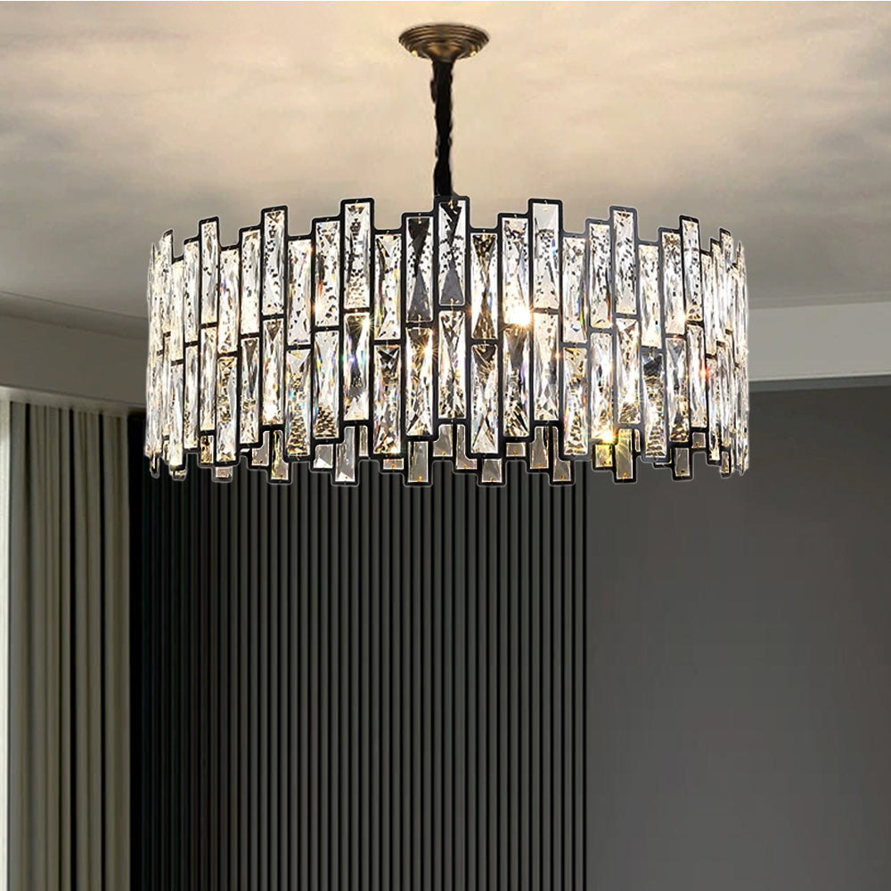 Modern Crystal Prism Drum Pendant Light - Feyran