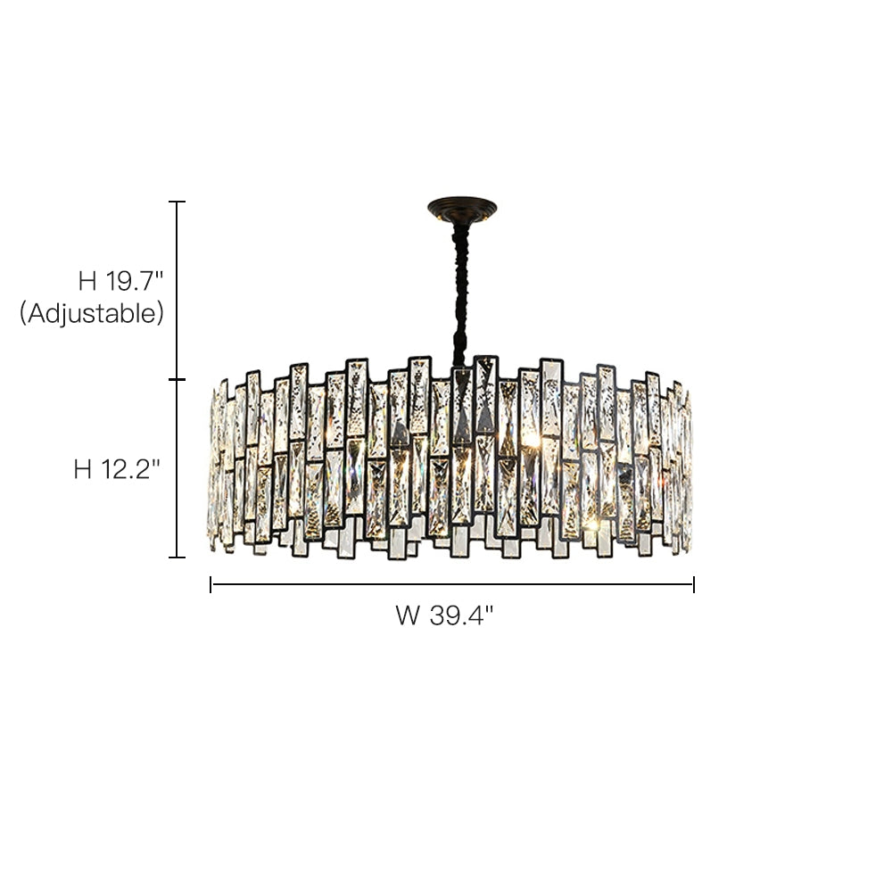 Modern Crystal Prism Drum Pendant Light - Feyran