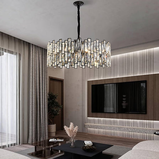 Modern Crystal Prism Drum Pendant Light - Feyran
