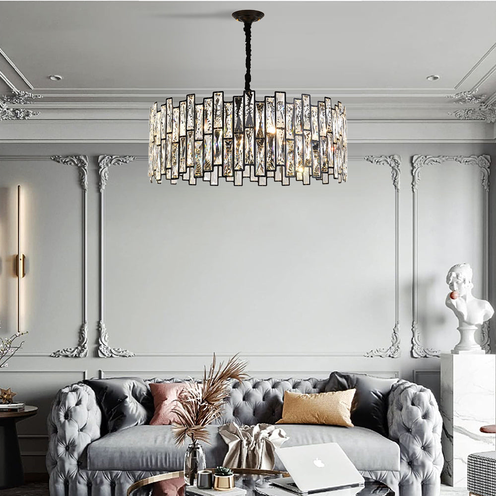 Modern Crystal Prism Drum Pendant Light - Feyran