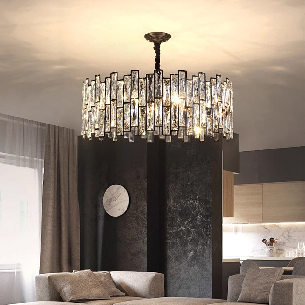Modern Crystal Prism Drum Pendant Light - Feyran