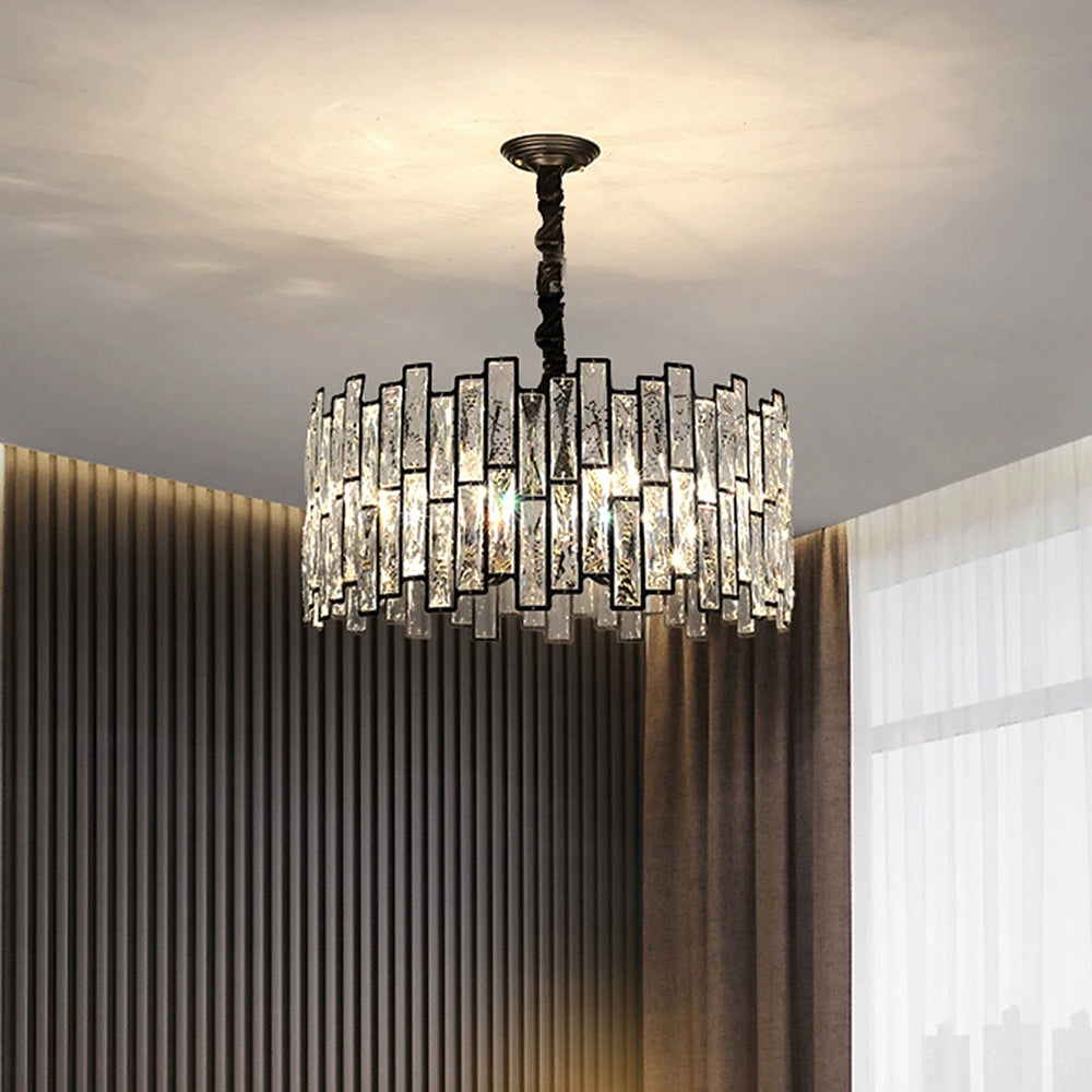 Modern Crystal Prism Drum Pendant Light - Feyran