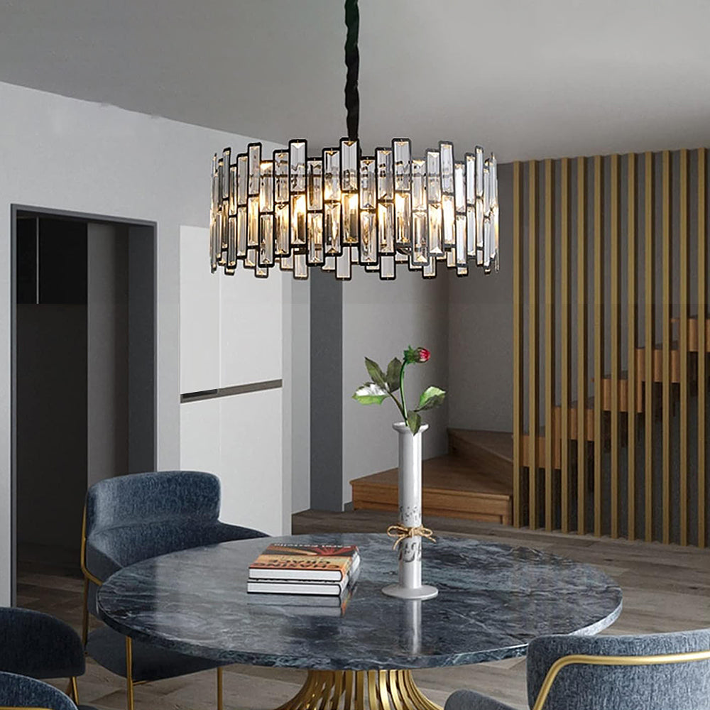Modern Crystal Prism Drum Pendant Light - Feyran