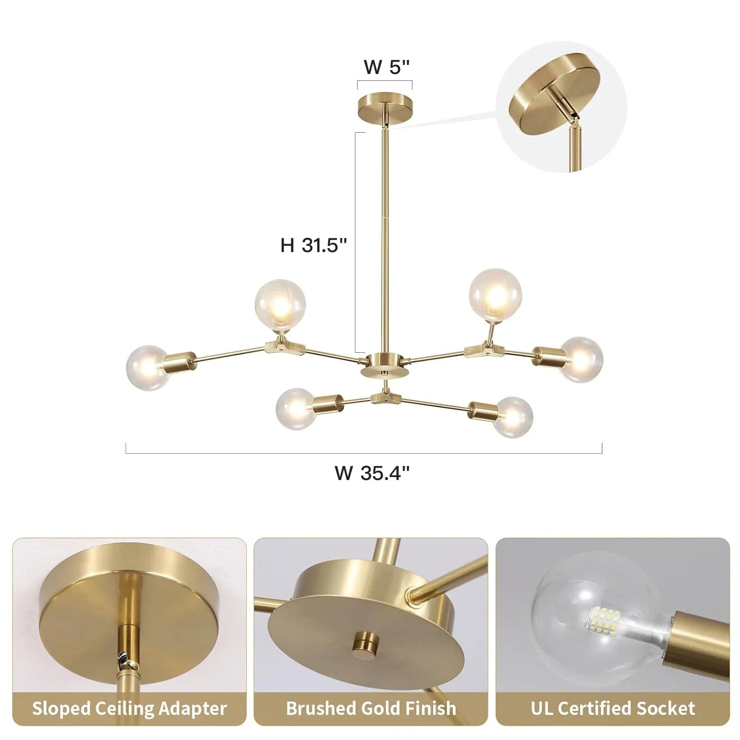 Modern Elegant Brushed Brass Globe Chandelier-—Feyran