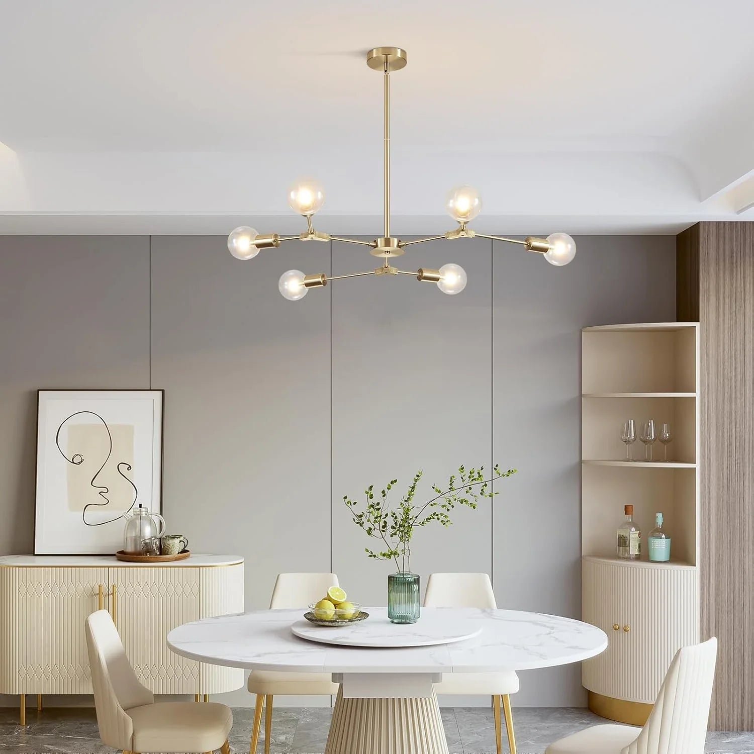 Modern Elegant Brushed Brass Globe Chandelier-—Feyran