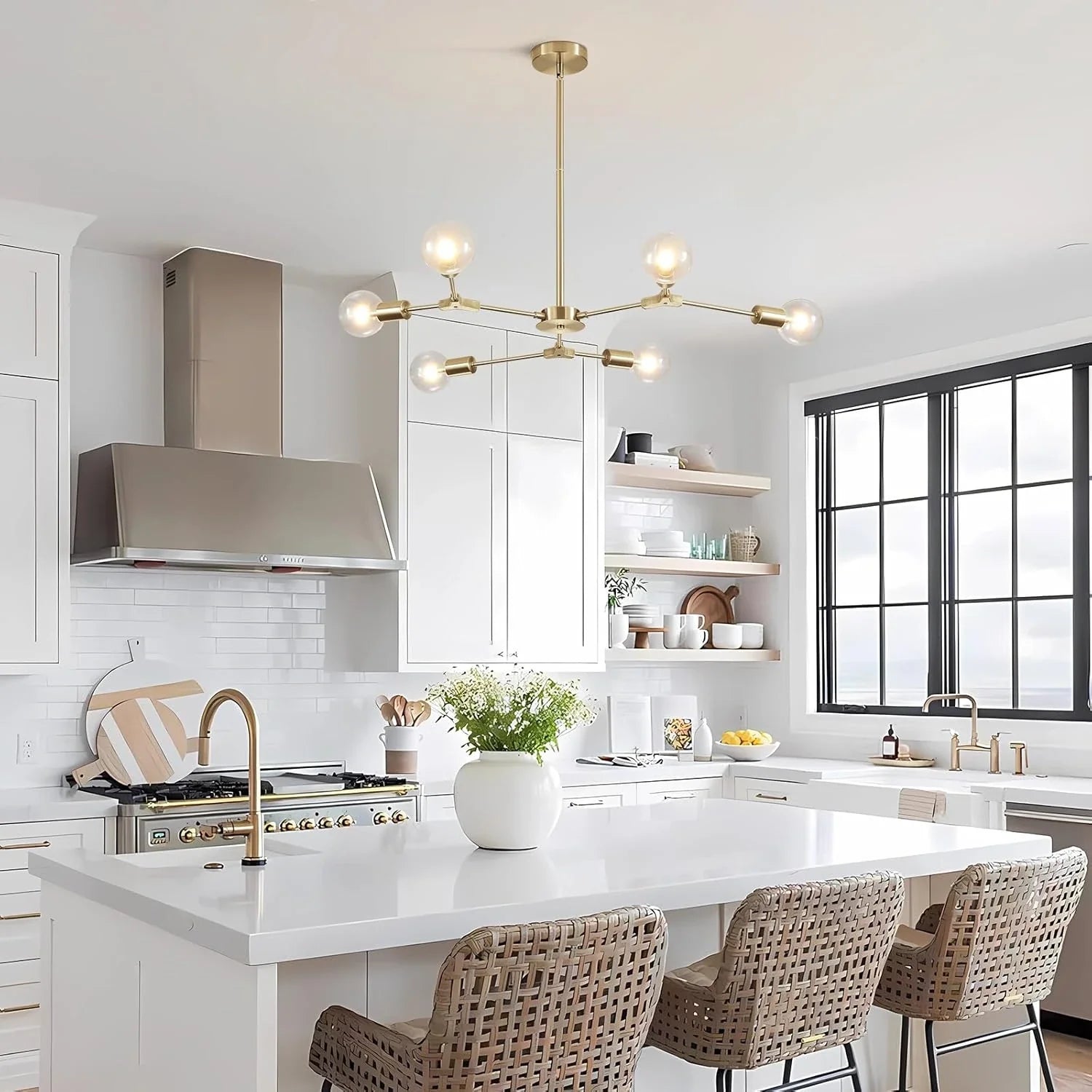 Modern Elegant Brushed Brass Globe Chandelier-—Feyran