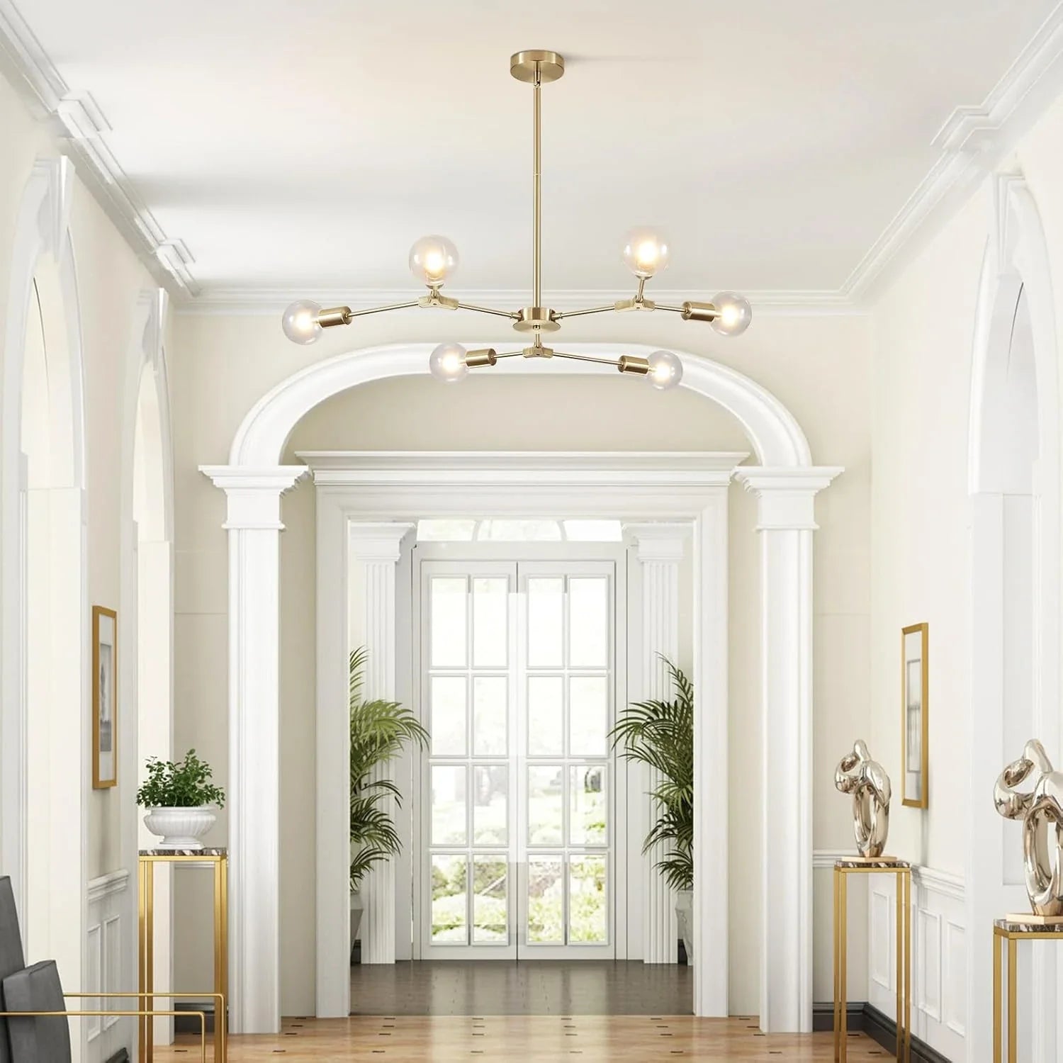 Modern Elegant Brushed Brass Globe Chandelier-—Feyran
