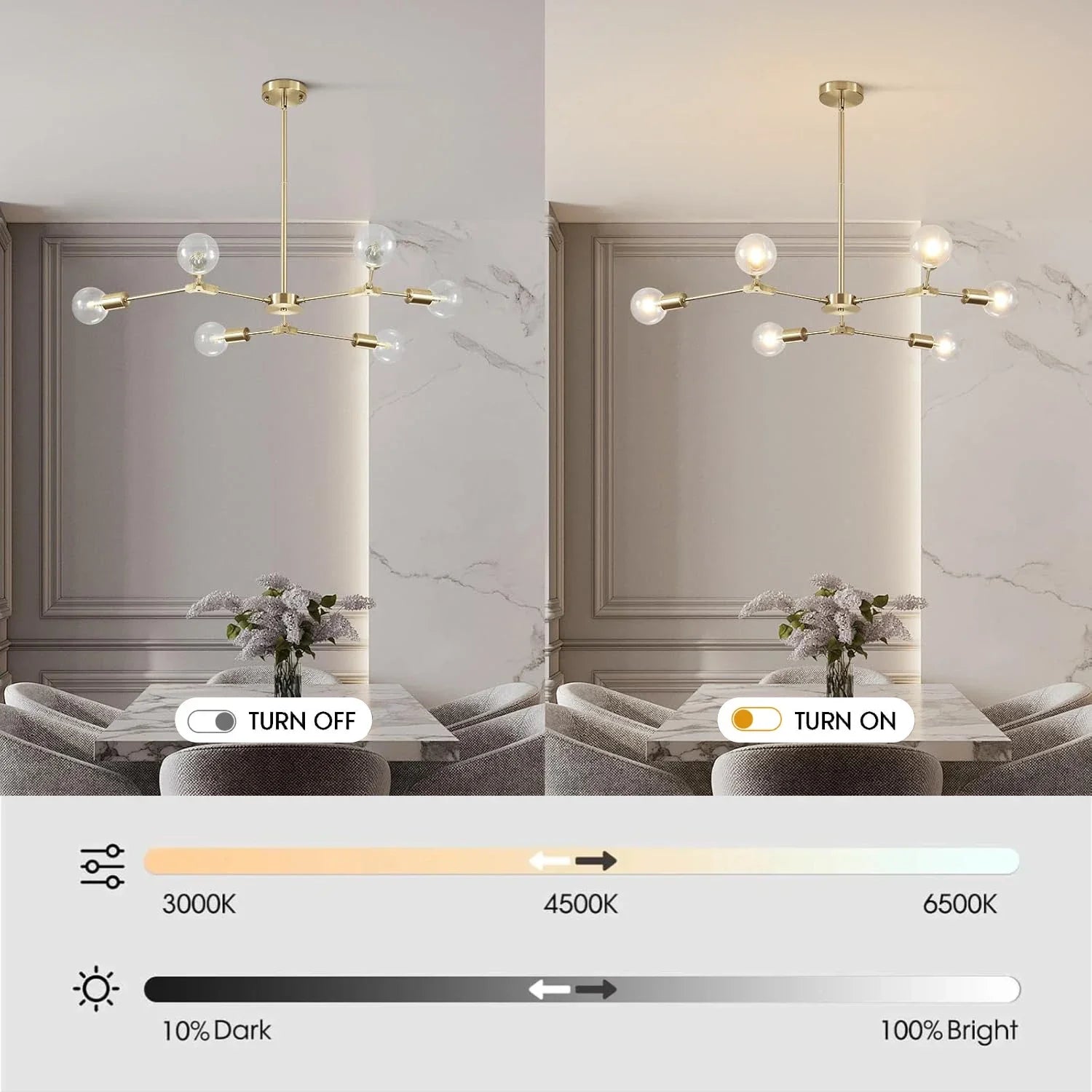 Modern Elegant Brushed Brass Globe Chandelier-—Feyran