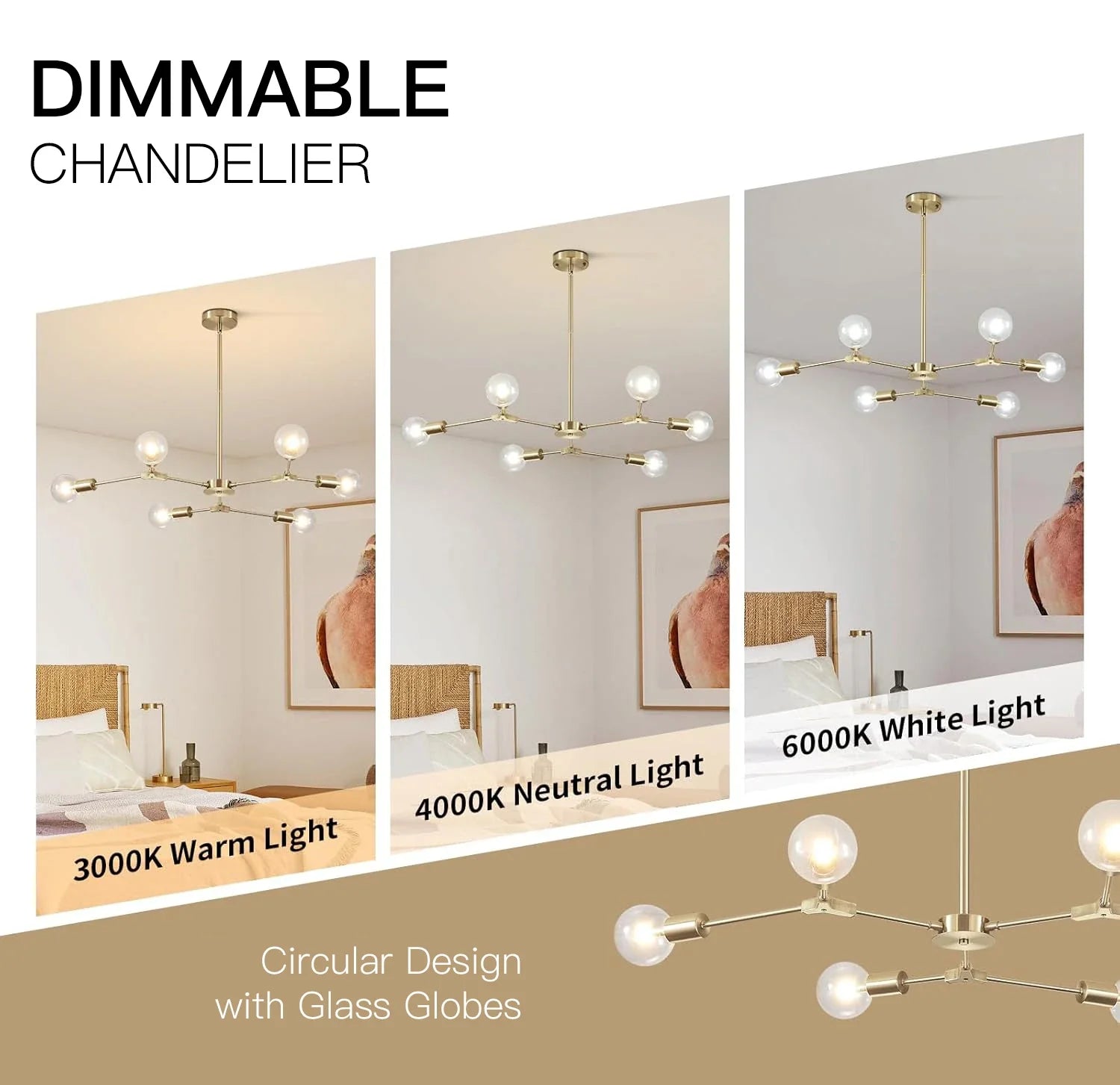 Modern Elegant Brushed Brass Globe Chandelier-—Feyran