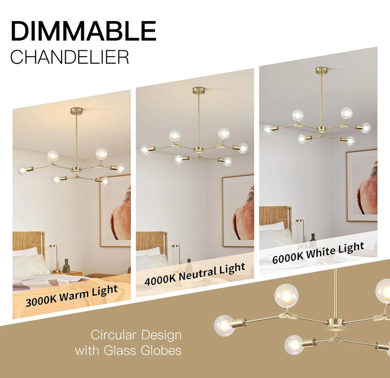Modern Elegant Brushed Brass Globe Chandelier-—Feyran