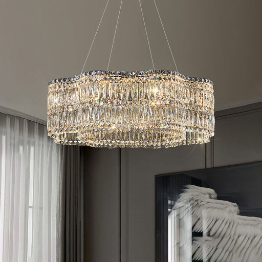 Modern Floral K9 Crystal Chandelier in Chrome - Feyran