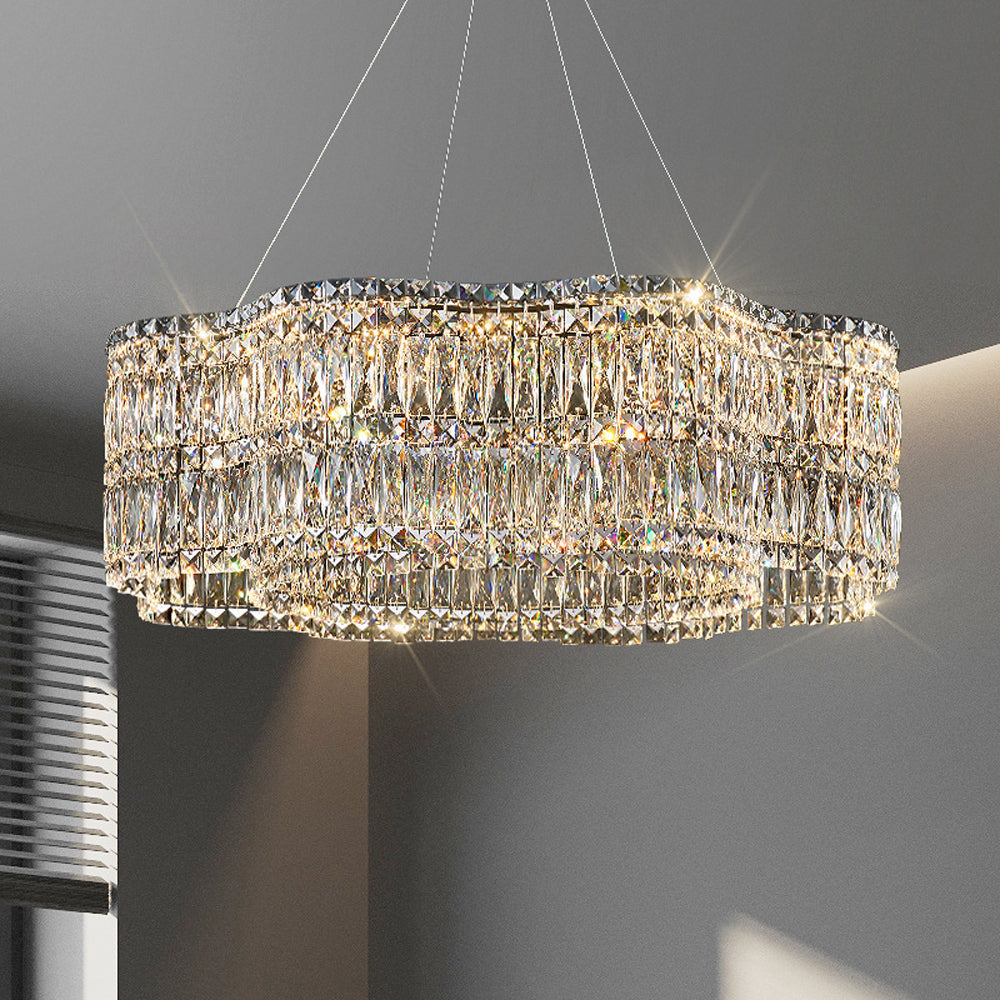 Modern Floral K9 Crystal Chandelier in Chrome - Feyran