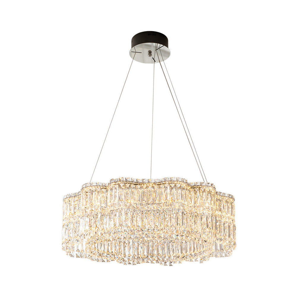 Modern Floral K9 Crystal Chandelier in Chrome - Feyran