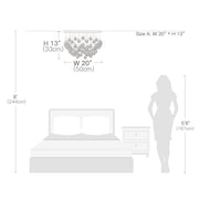 Modern Flush Mount Crystal Chandelier - Fruit Shaped Ceiling Light - Size Dimension