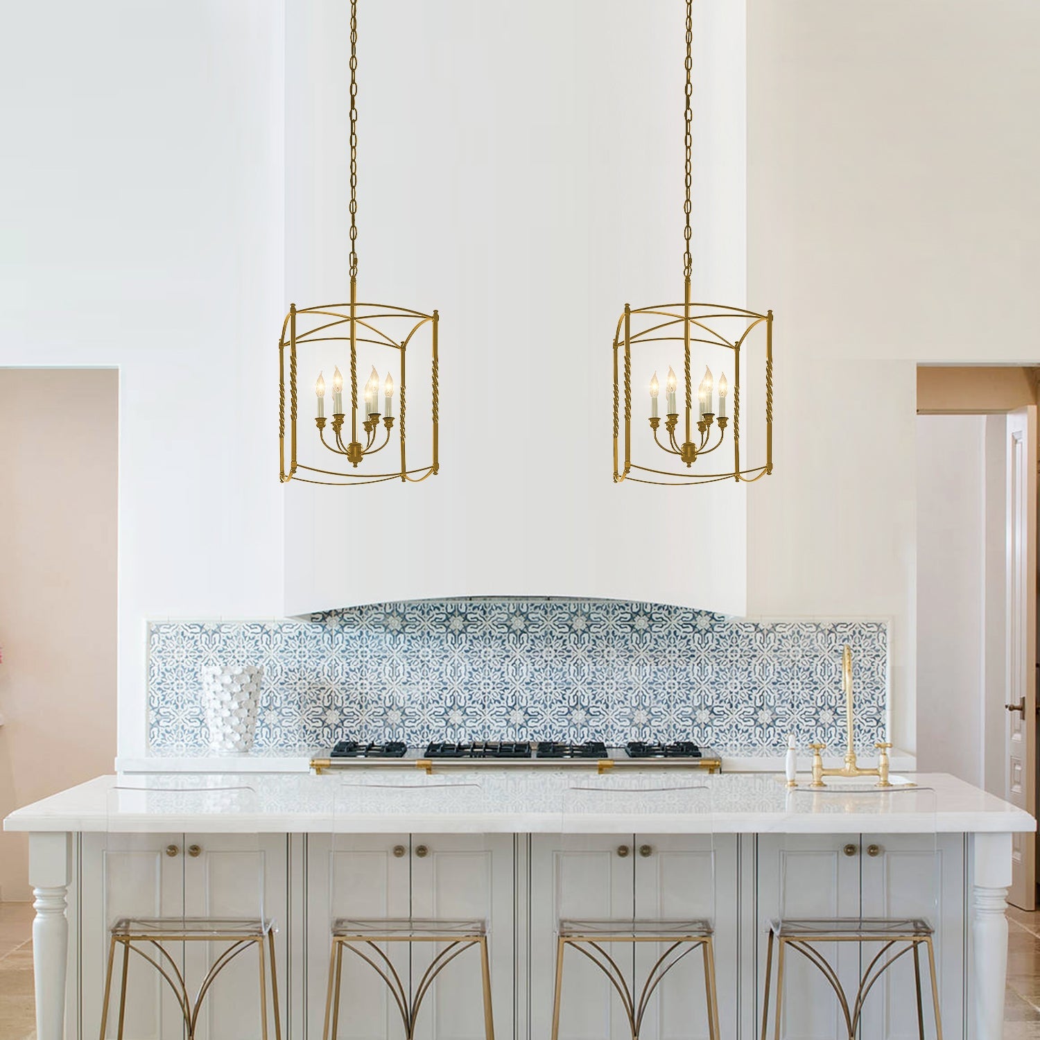 Modern Industry Lantern Geometric Chandelier - kitchen Island - Rustic Design | Feyran
