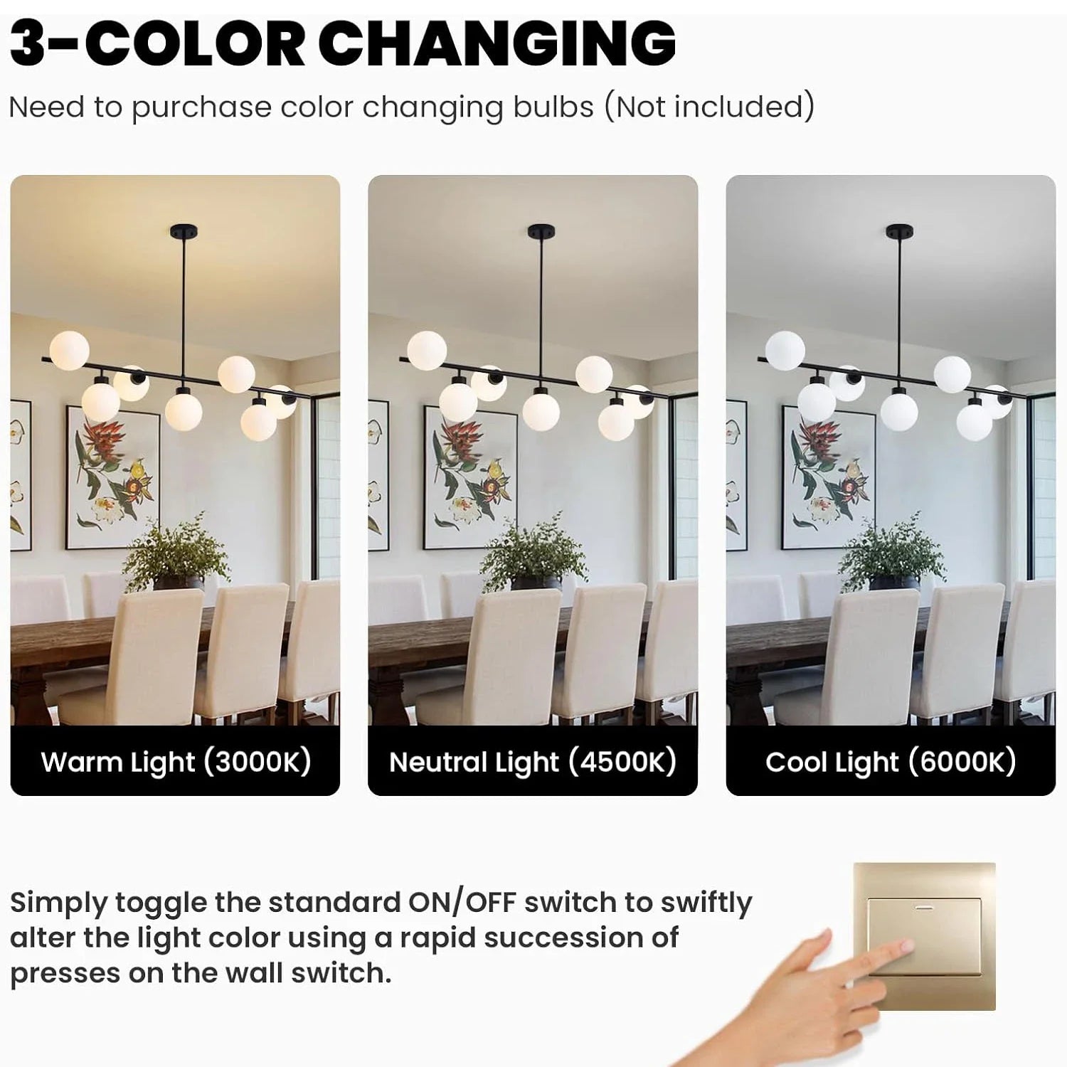 Modern Linear Black Chandelier with Milk Glass Globes - Feyran