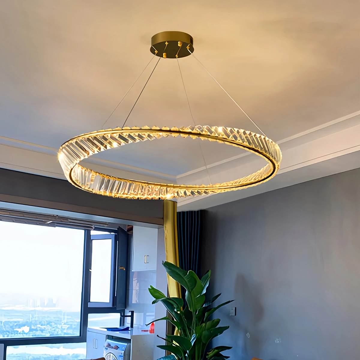 Feyran Modern Luxury Metal Glass Ring Chandelier