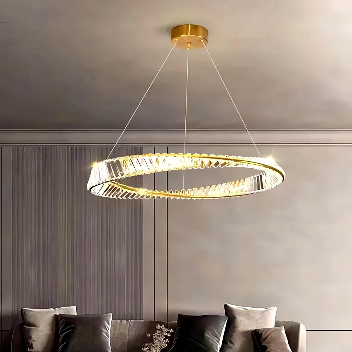 Feyran Modern Luxury Metal Glass Ring Chandelier