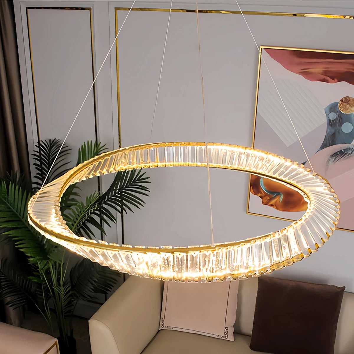 Feyran Modern Luxury Metal Glass Ring Chandelier