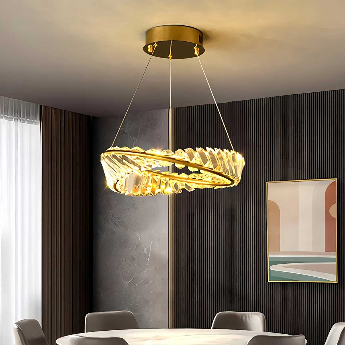 Feyran Modern Luxury Metal Glass Ring Chandelier