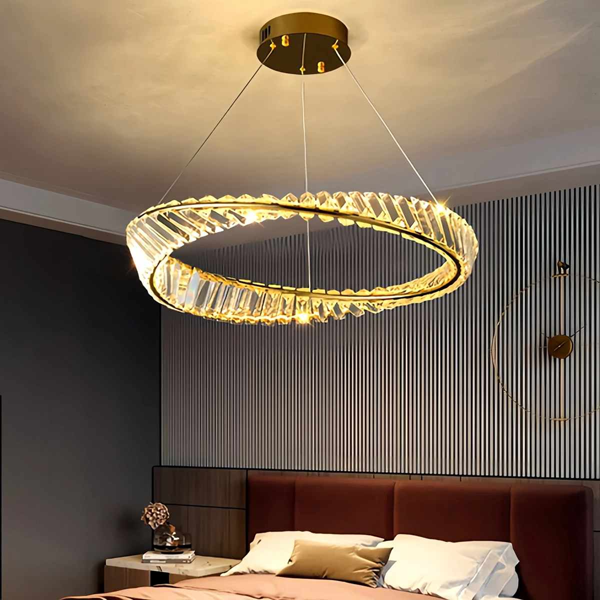 Feyran Modern Luxury Metal Glass Ring Chandelier