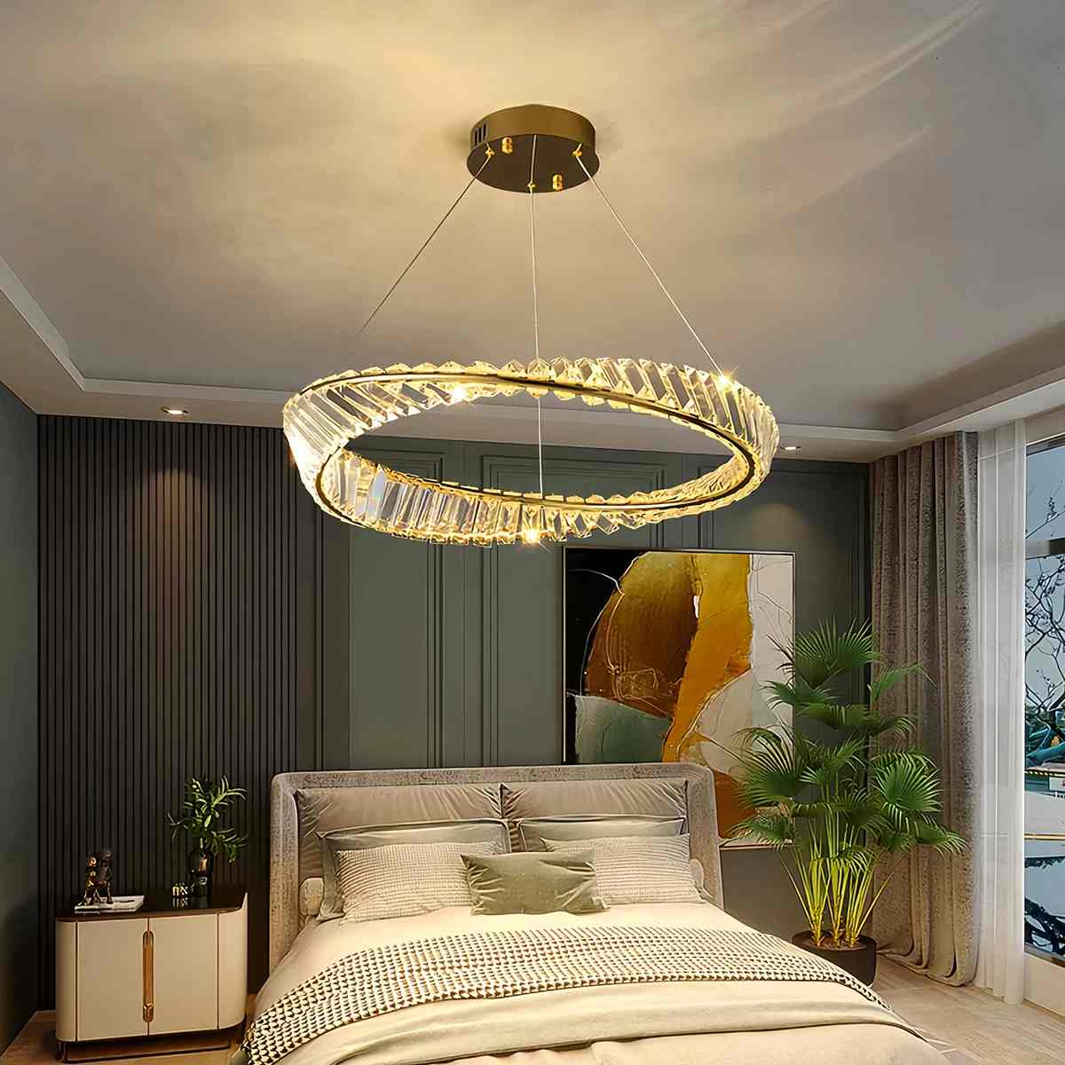 Feyran Modern Luxury Metal Glass Ring Chandelier