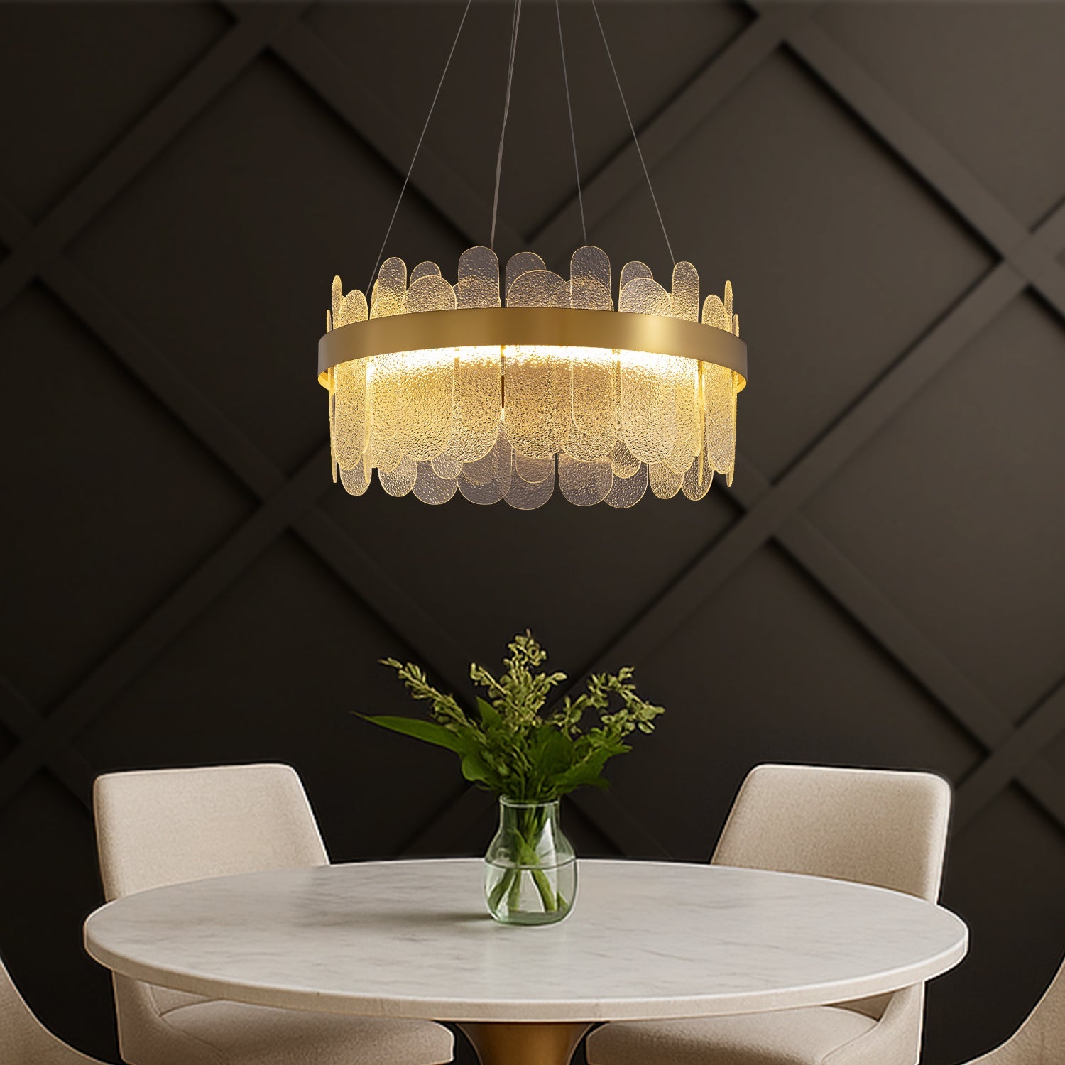 Modern Dual Tier Round Gold Chandelier - Feyran