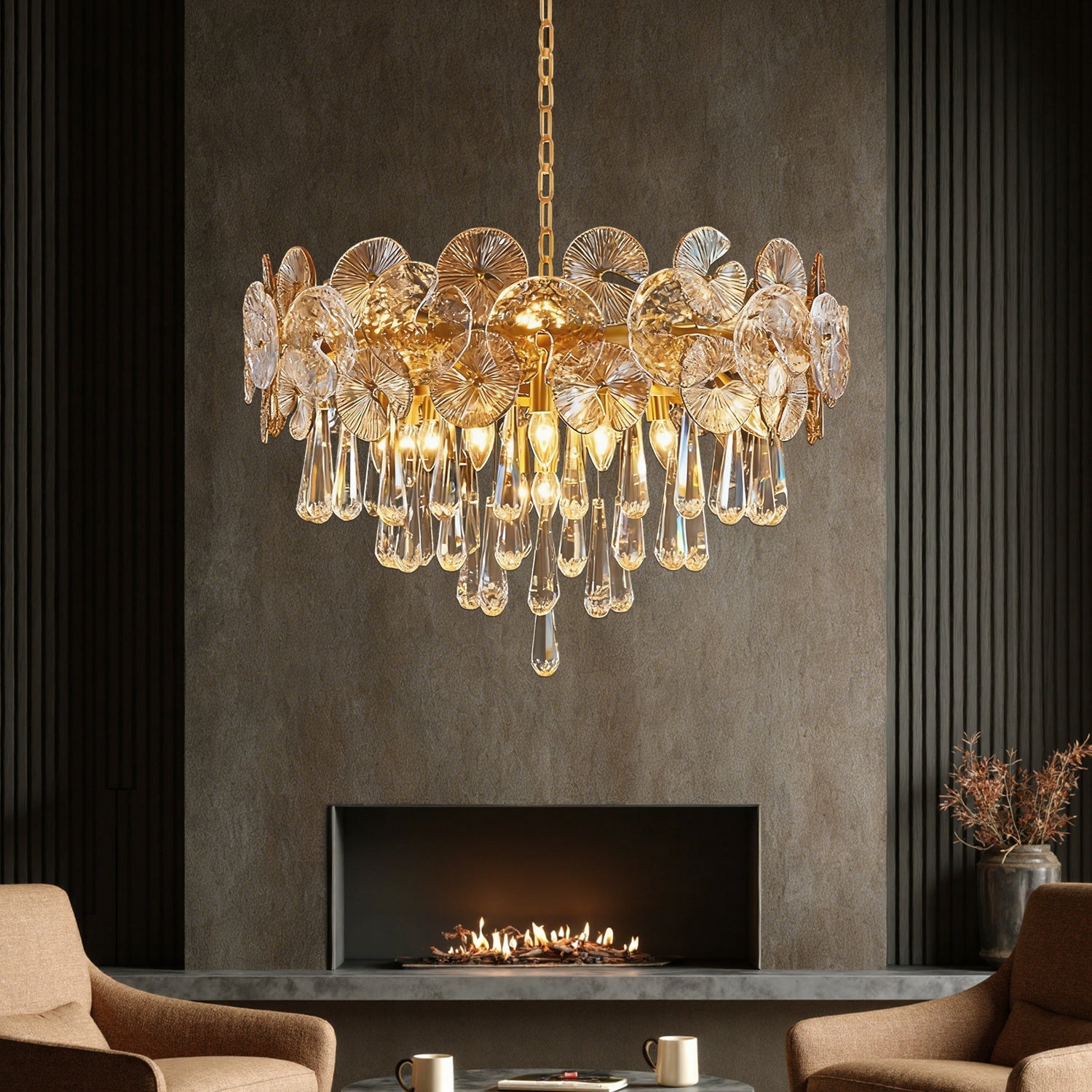 Modern Luxury Gold Glass Chandelier for Living Room Feyran