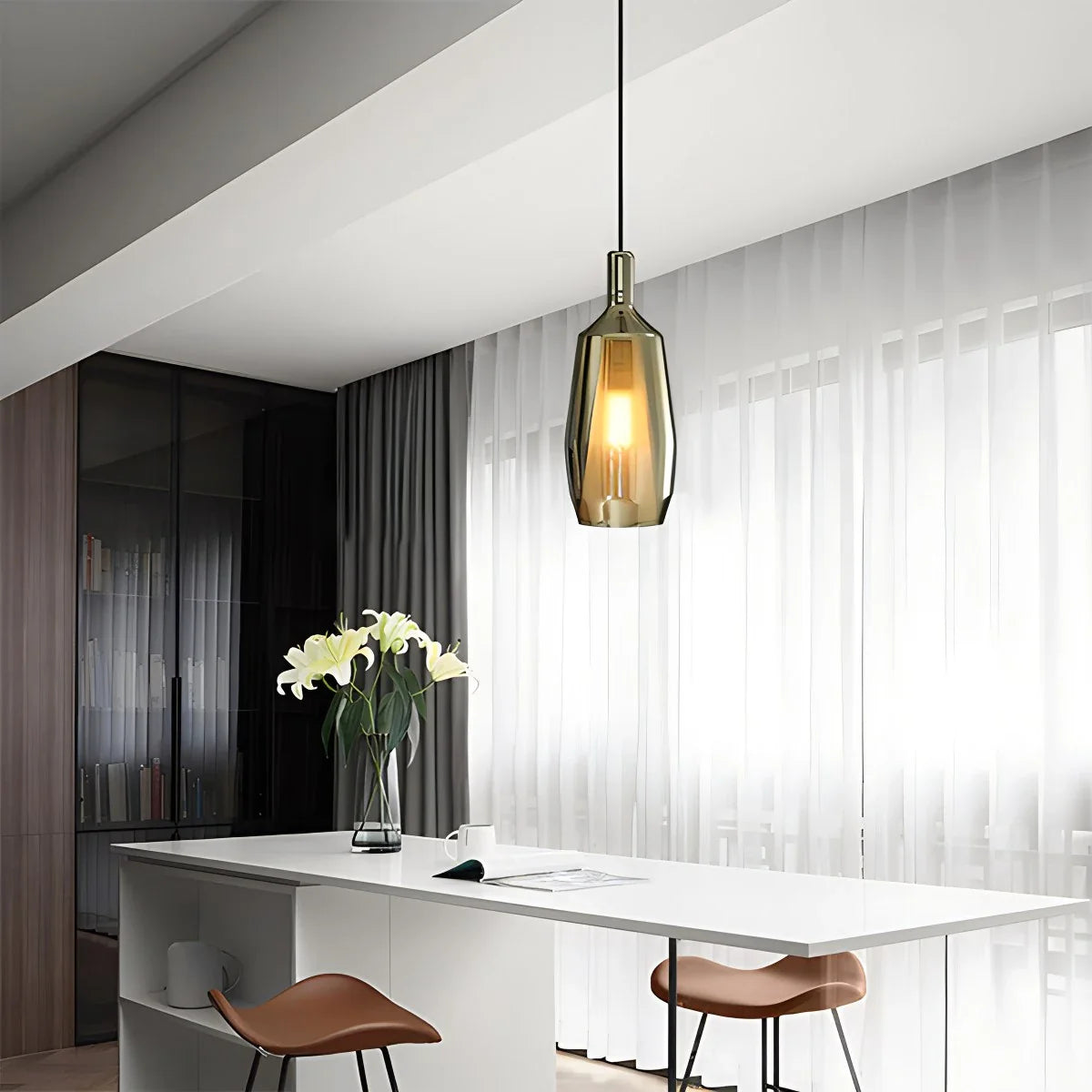 Feyran Modern Minimalist LED Glass Pendant Light for Kitchen