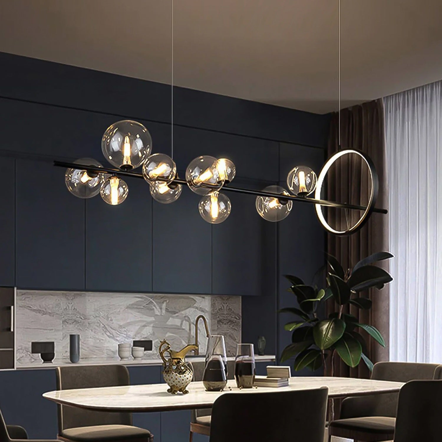 Modern Nordic Dining Room Chandelier: Trendy Glass Bubble ch227 20250704 Feyran Lighting