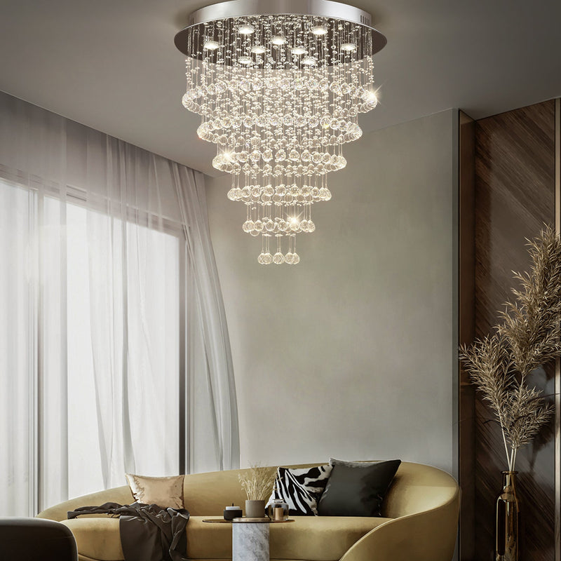 Multi Layer Round Crystal Chandelier Ceiling Lights - Living Room | Feyran