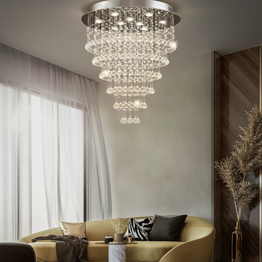 Multi Layer Round Crystal Chandelier Ceiling Lights - Living Room | Feyran