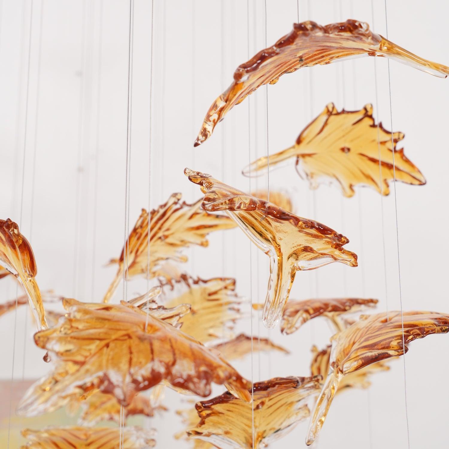Multicolor Crystal Spiral Maple Leaf Chandelier