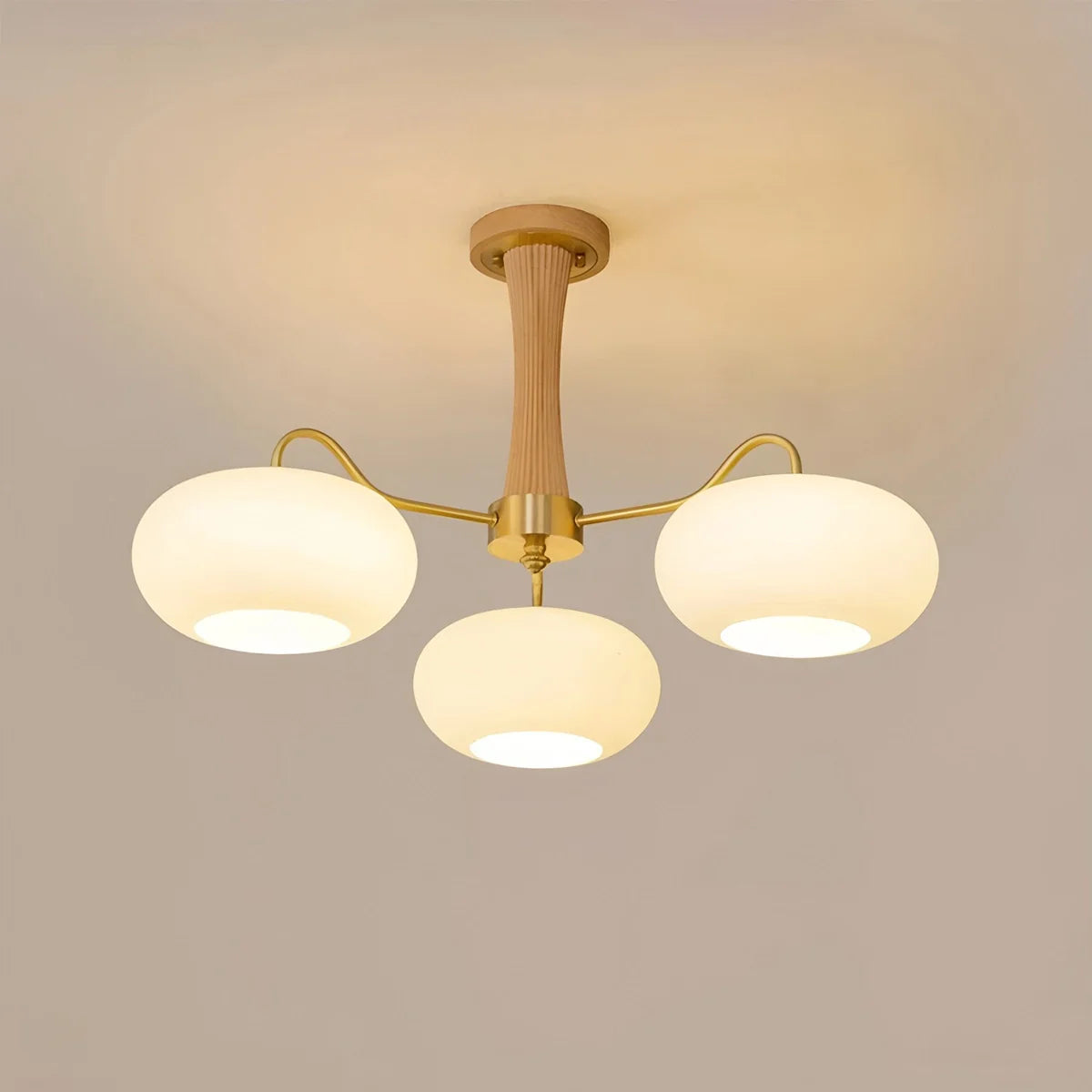 Feyran Brass Wooden Persimmon Chandelier