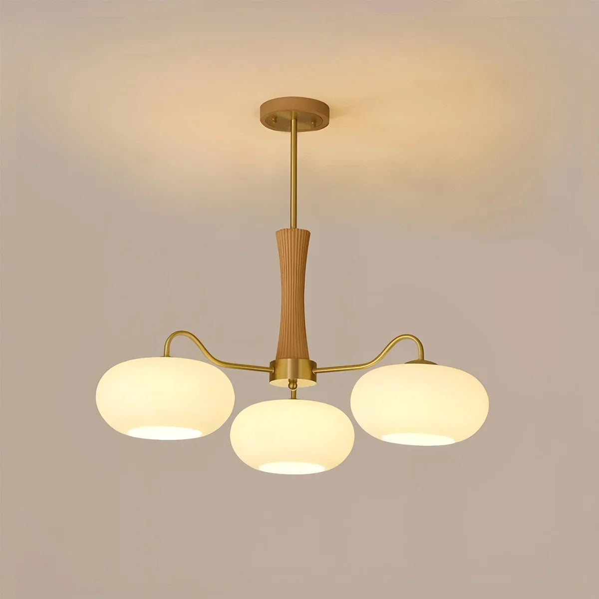 Feyran Brass Wooden Persimmon Chandelier