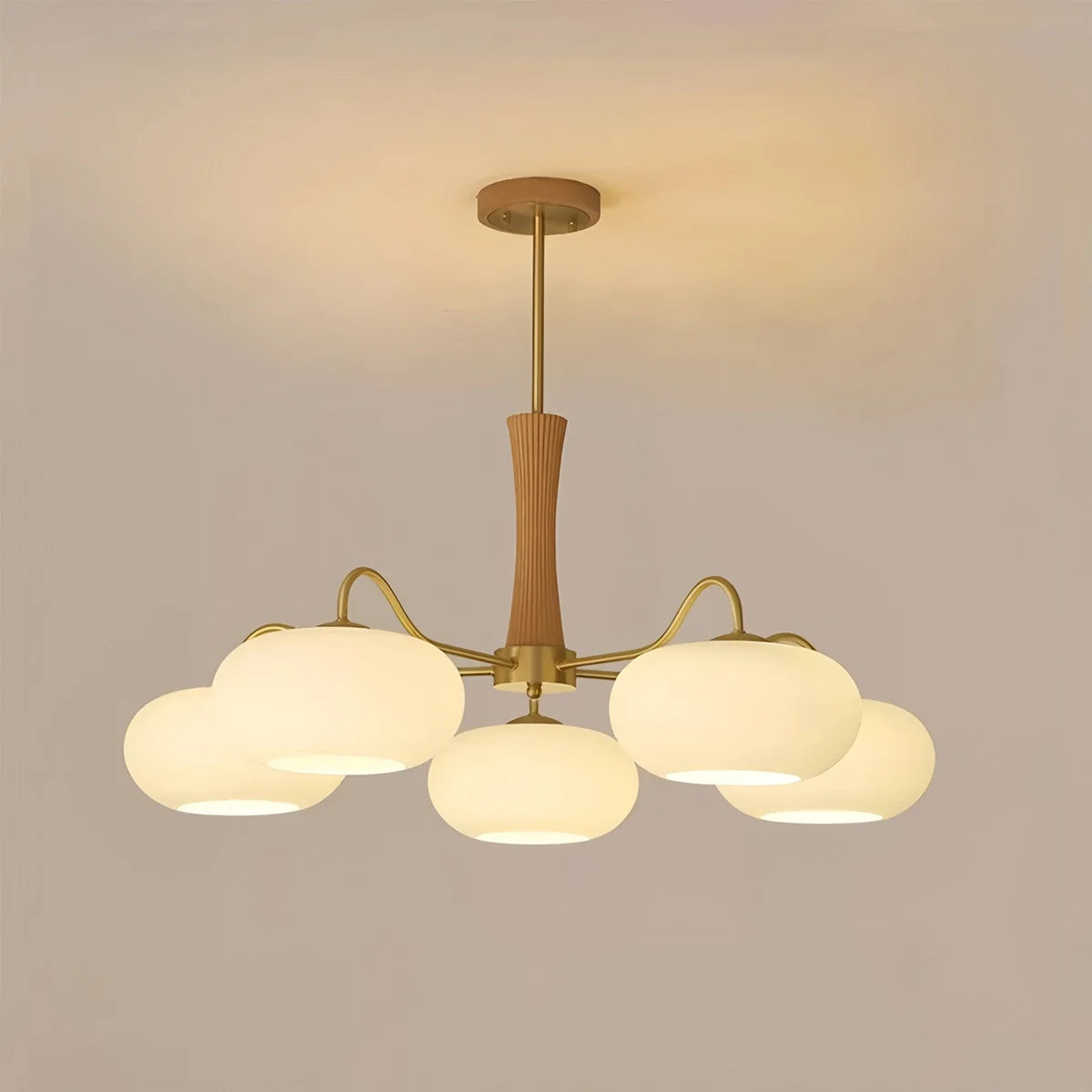 Feyran Brass Wooden Persimmon Chandelier