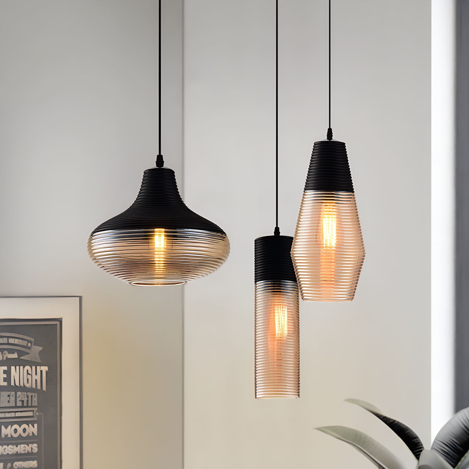 Feyran Industrial Style Glass Pendant Light for Kitchen