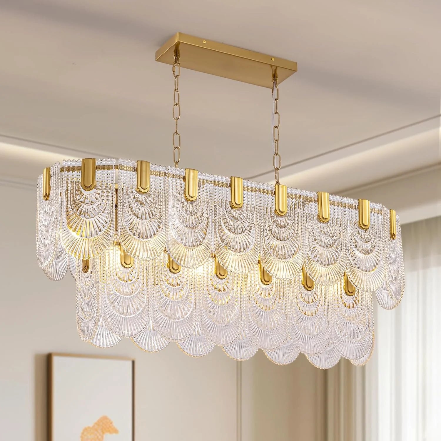 Opulent Rectangular Crystal Chandelier - Feyran