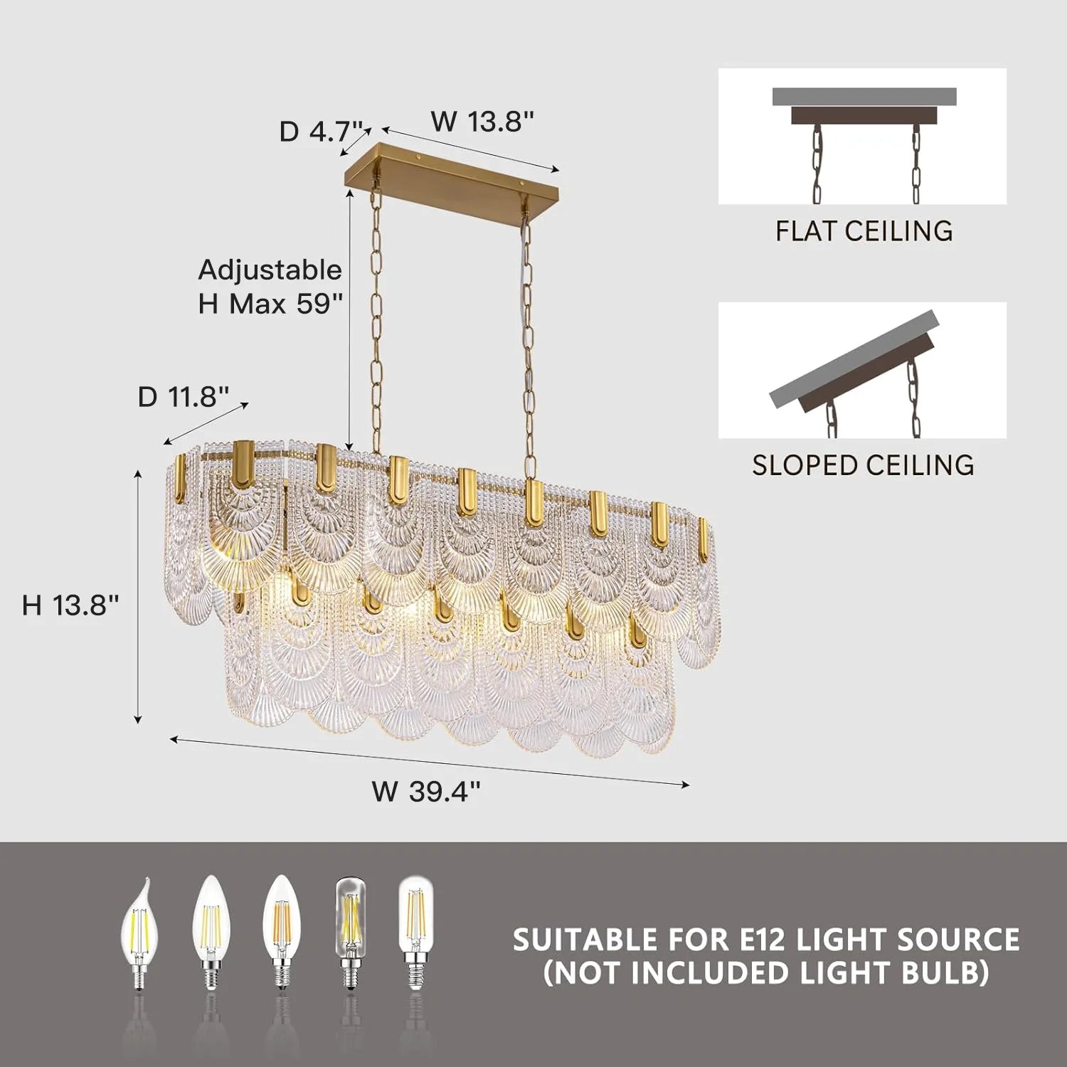 Opulent Rectangular Crystal Chandelier - Feyran