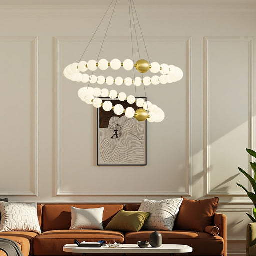 Opulent Two Tier Round Pearl Chandelier ch399 20250704 Feyran