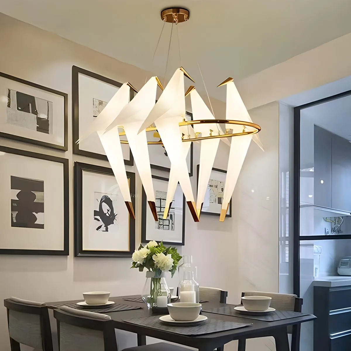 Feyran Paper Crane Bird Chandelier for Dining Room