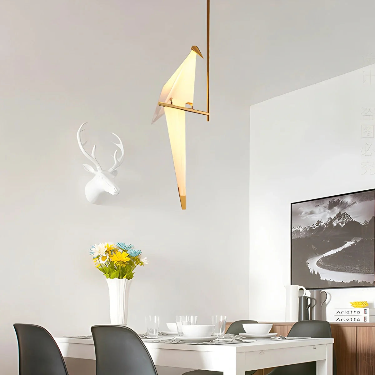 Feyran Paper Crane Bird Chandelier for Dining Room