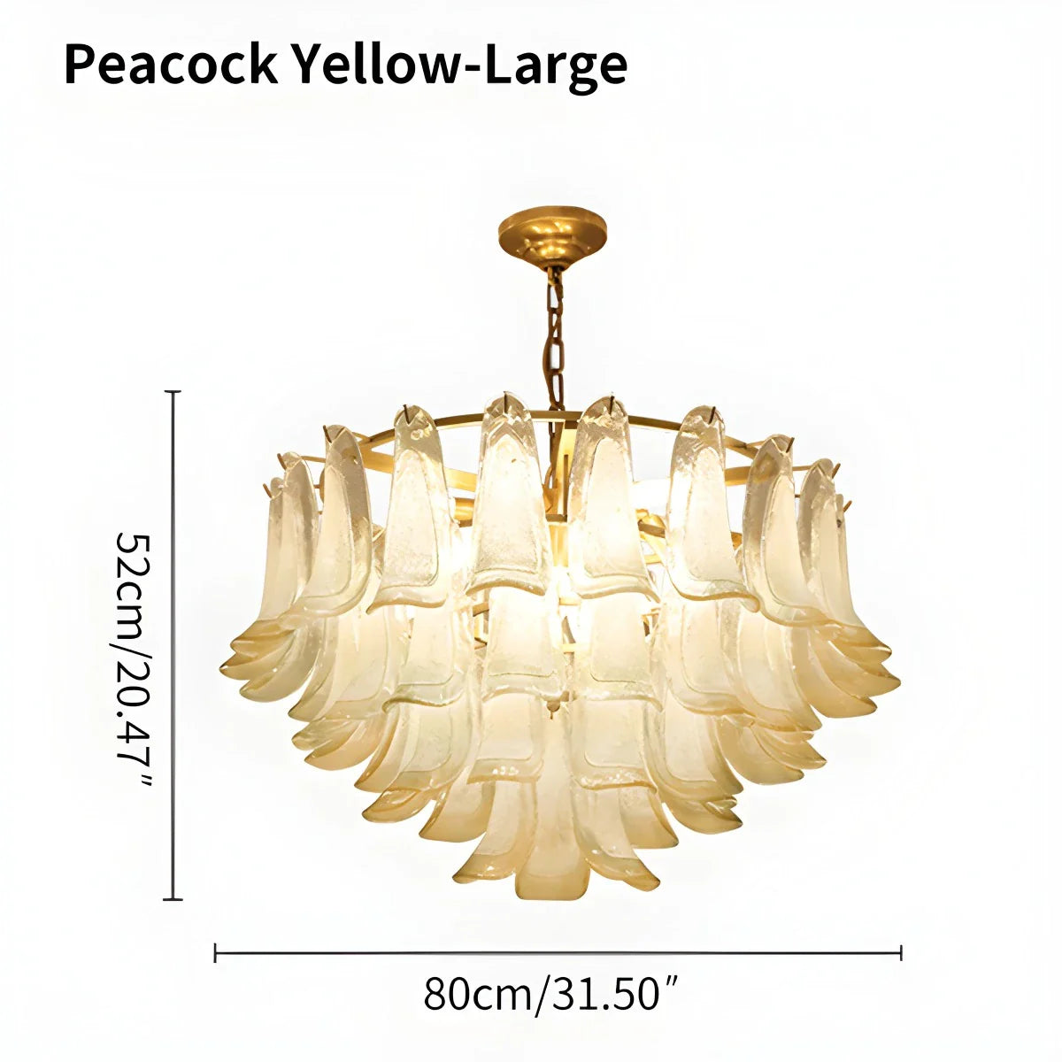 Feyran Gold Tiered Green Glass Chandelier for High Ceiling